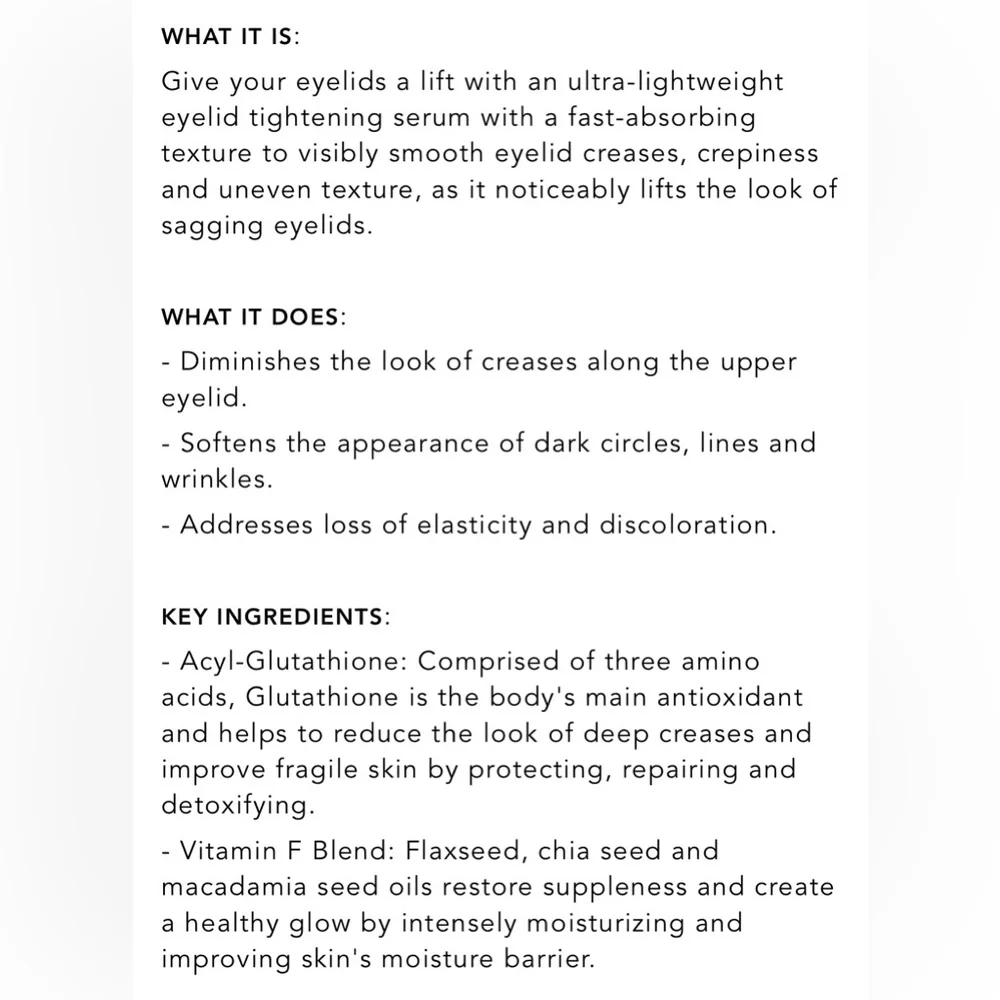 New — Perricone MD Essential Fx Acyl-Glutathione Eyelid Lift Serum 0.5 oz.
